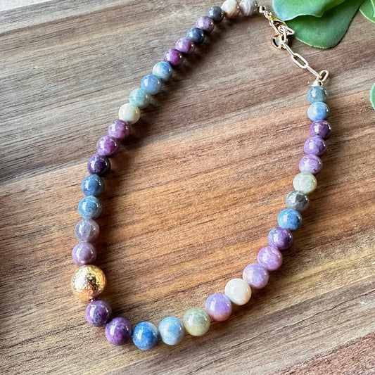 Rainbow Sapphire Gold Necklace