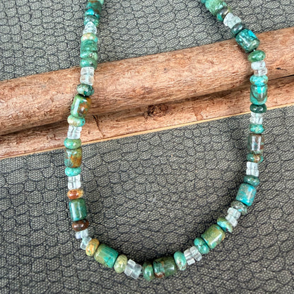 Sale - 18”-20” Turquoise Crystal Sterling Silver Necklace