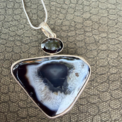 Sale - 2.3” Statement Orca Agate Sterling Silver (18”)