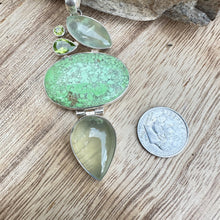 Load image into Gallery viewer, Gaspeite, Chalcedony Peridot Pendant 3” Necklace (18&quot;)
