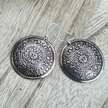 Load image into Gallery viewer, Mexico Aztec Mayan Copper Earrings 1.75”
