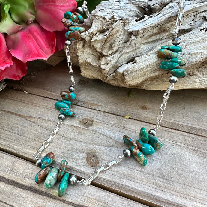 N0766  Navajo Pearls Turquoise Necklace