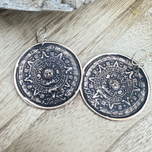 Load image into Gallery viewer, Mexico Aztec Mayan Copper Earrings 2”

