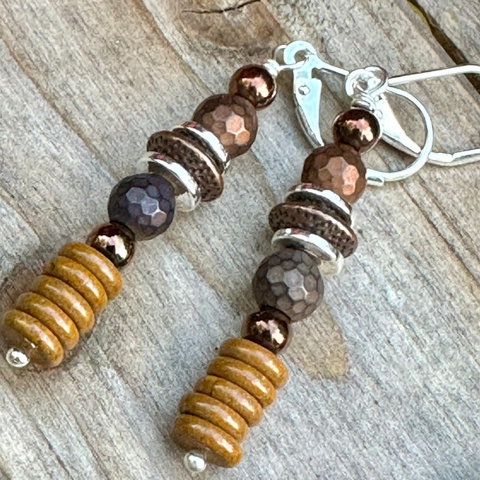 E0657  Jasper Copper Earrings (2.2”)