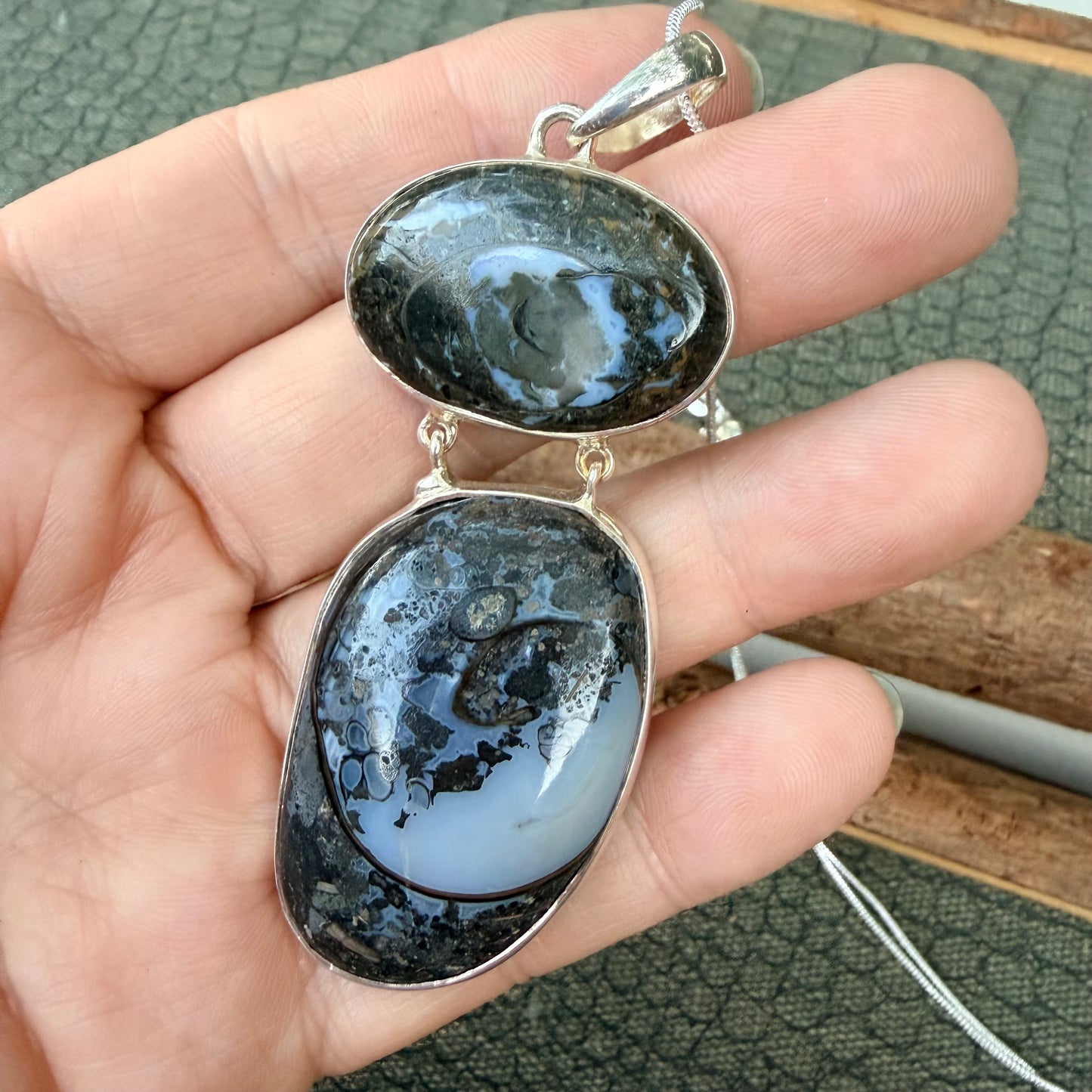Sale - 3” Statement Agate Sterling Silver (18”)