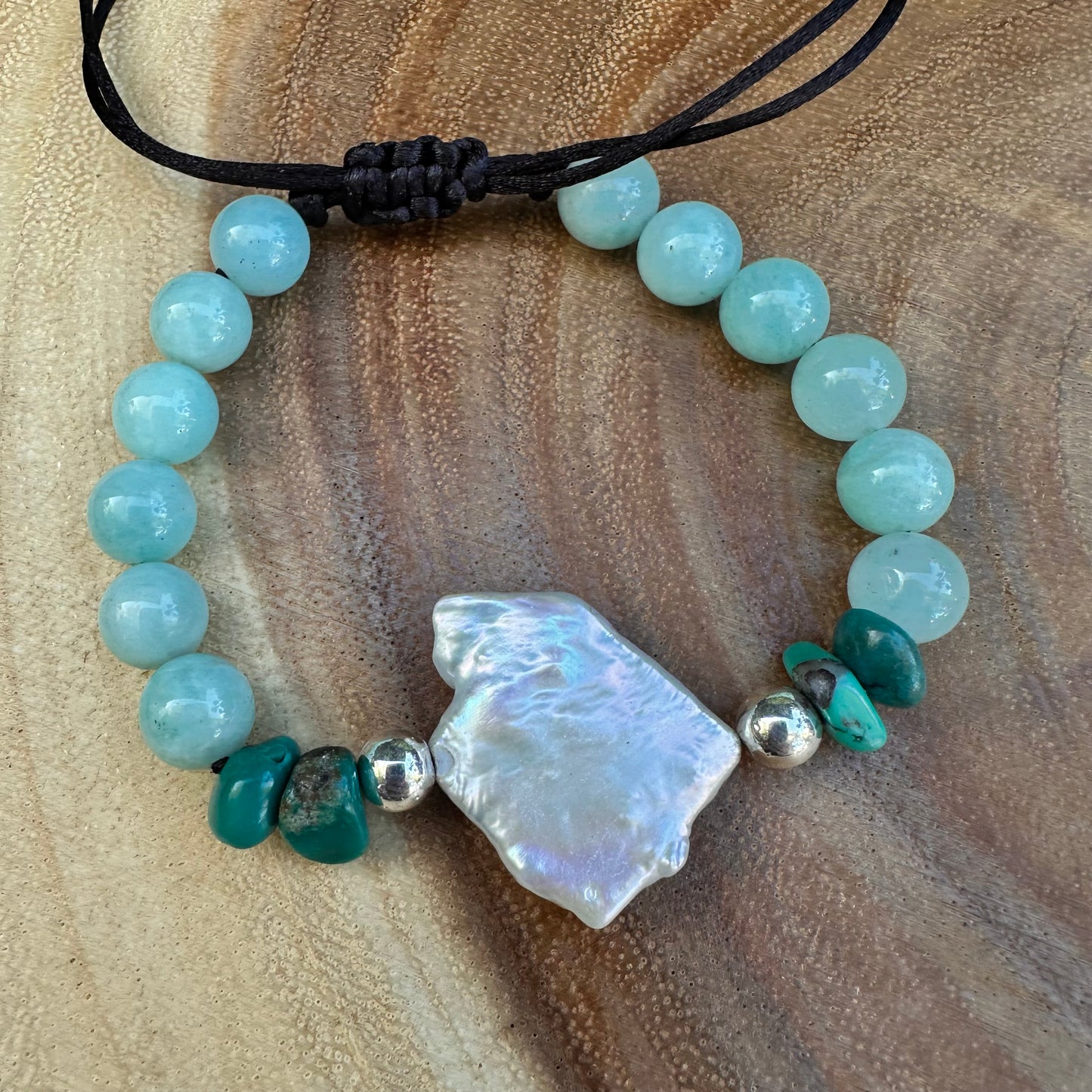 Turquoise Chalcedony Baroque Pearl BOHO Bracelet
