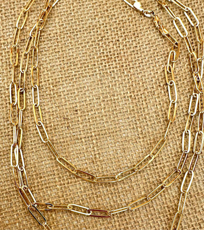N0936  20” Paperclip 18K Gold Filled Necklace