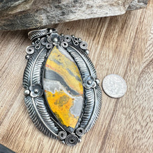 Load image into Gallery viewer, Bumble Bee Jasper Statement Pendant 4.2” Necklace
