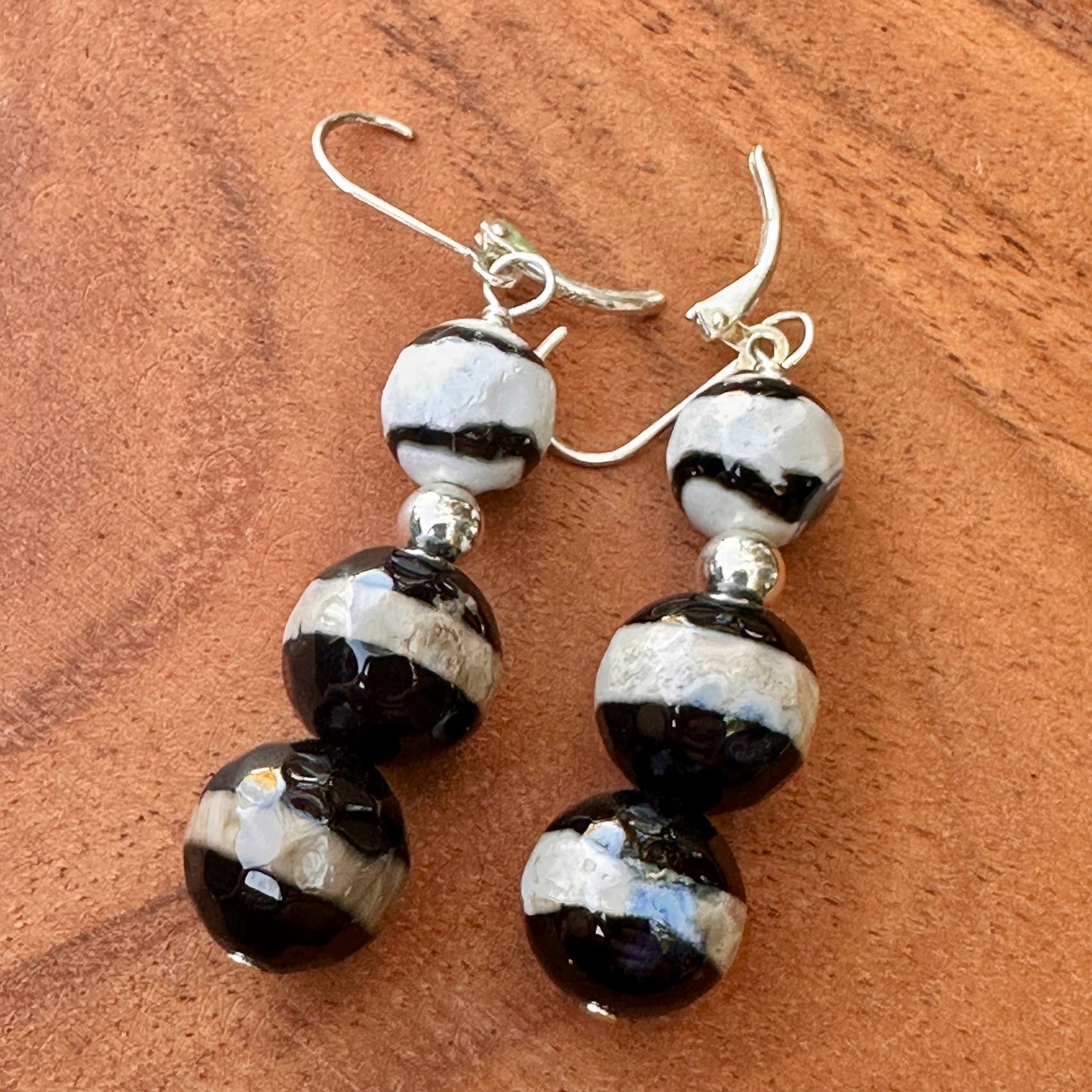 Black Agate Earrings 2"