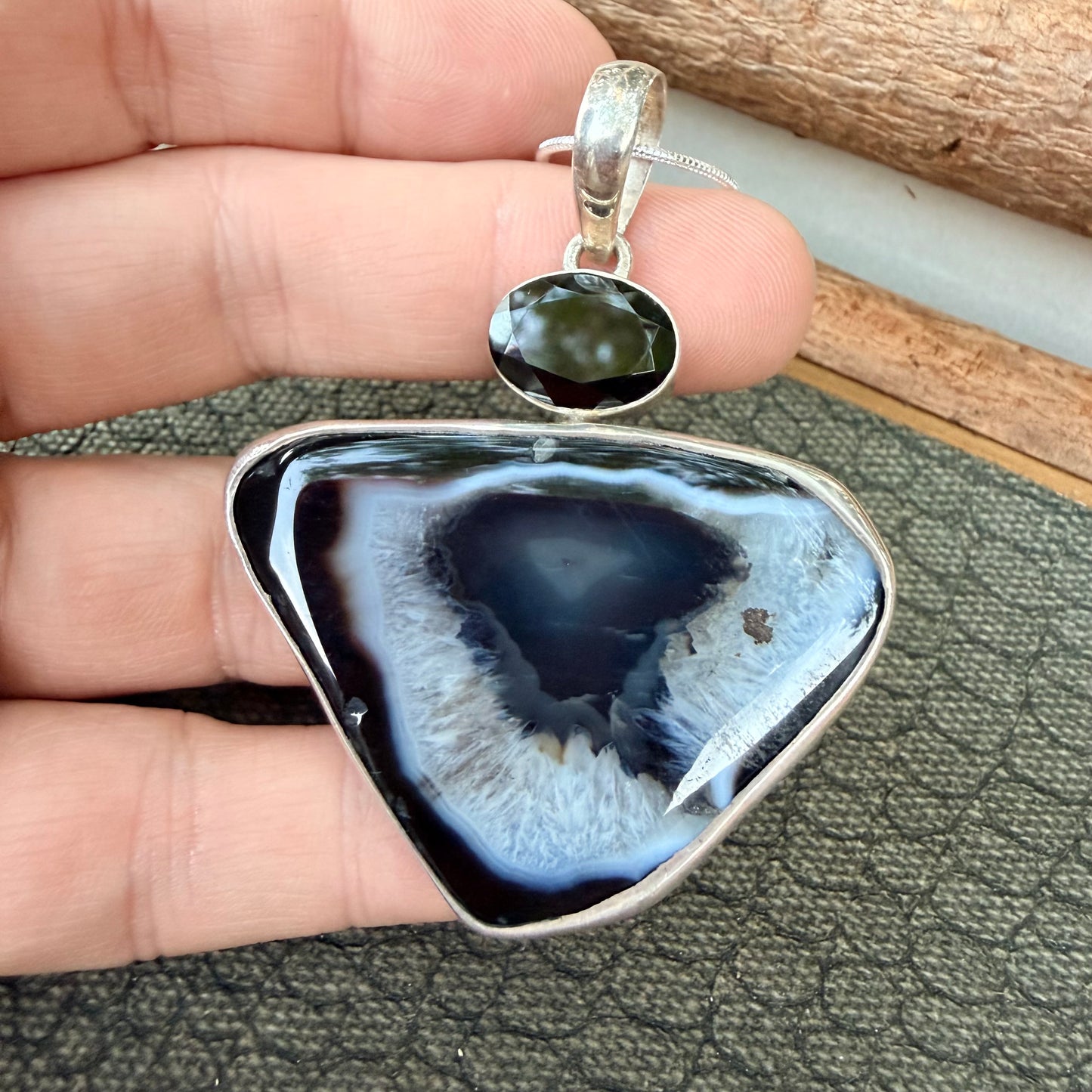 Sale - 2.3” Statement Orca Agate Sterling Silver (18”)