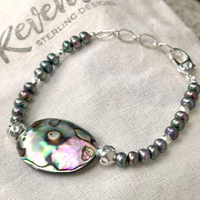 Load image into Gallery viewer, B0339. Abalone Pearls Sterling Silver Bracelet
