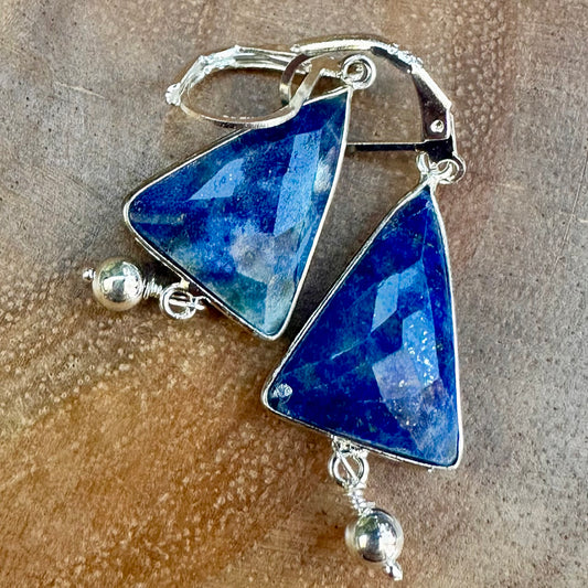 Lapis Sterling Earrings 1.5”