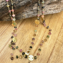 Load image into Gallery viewer, Tourmaline Handmade Gold Vermeil Necklace 36”
