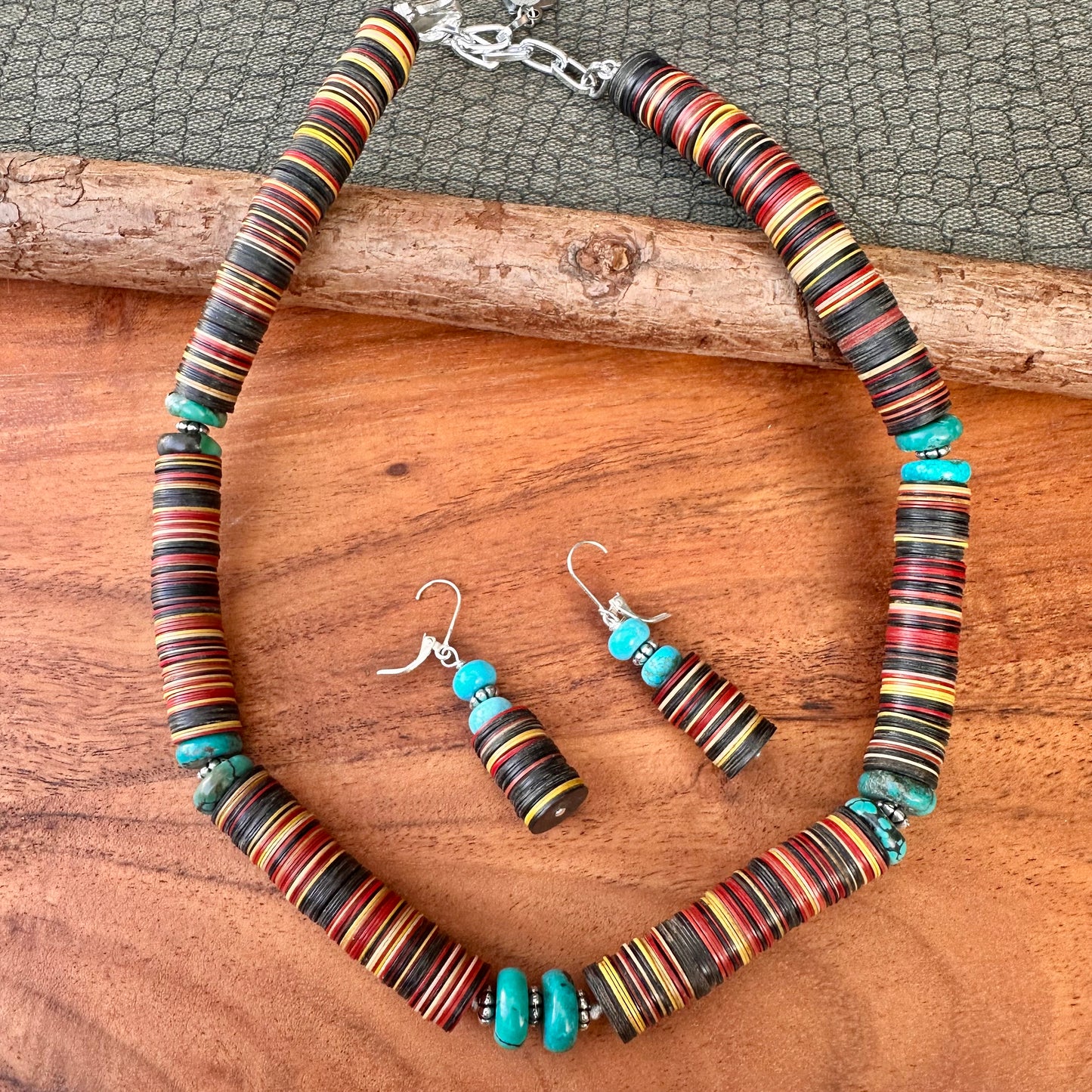 African Disc Beads Turquoise Necklace (18"-20")