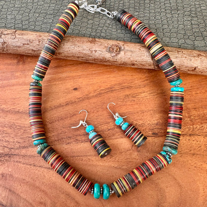 African Disc Beads Turquoise Necklace (18"-20")
