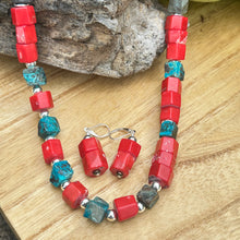 Load image into Gallery viewer, Coral Turquoise Statement Necklace (18”-20”)
