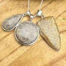 Load image into Gallery viewer, Fossilized Coral 2.6” Necklace 18”
