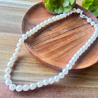 Pearl Sterling Necklace (20”-22”)