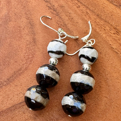 Black Agate Earrings 2"