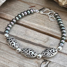Load image into Gallery viewer, B0340 Pearls Sterling Silver Bracelet
