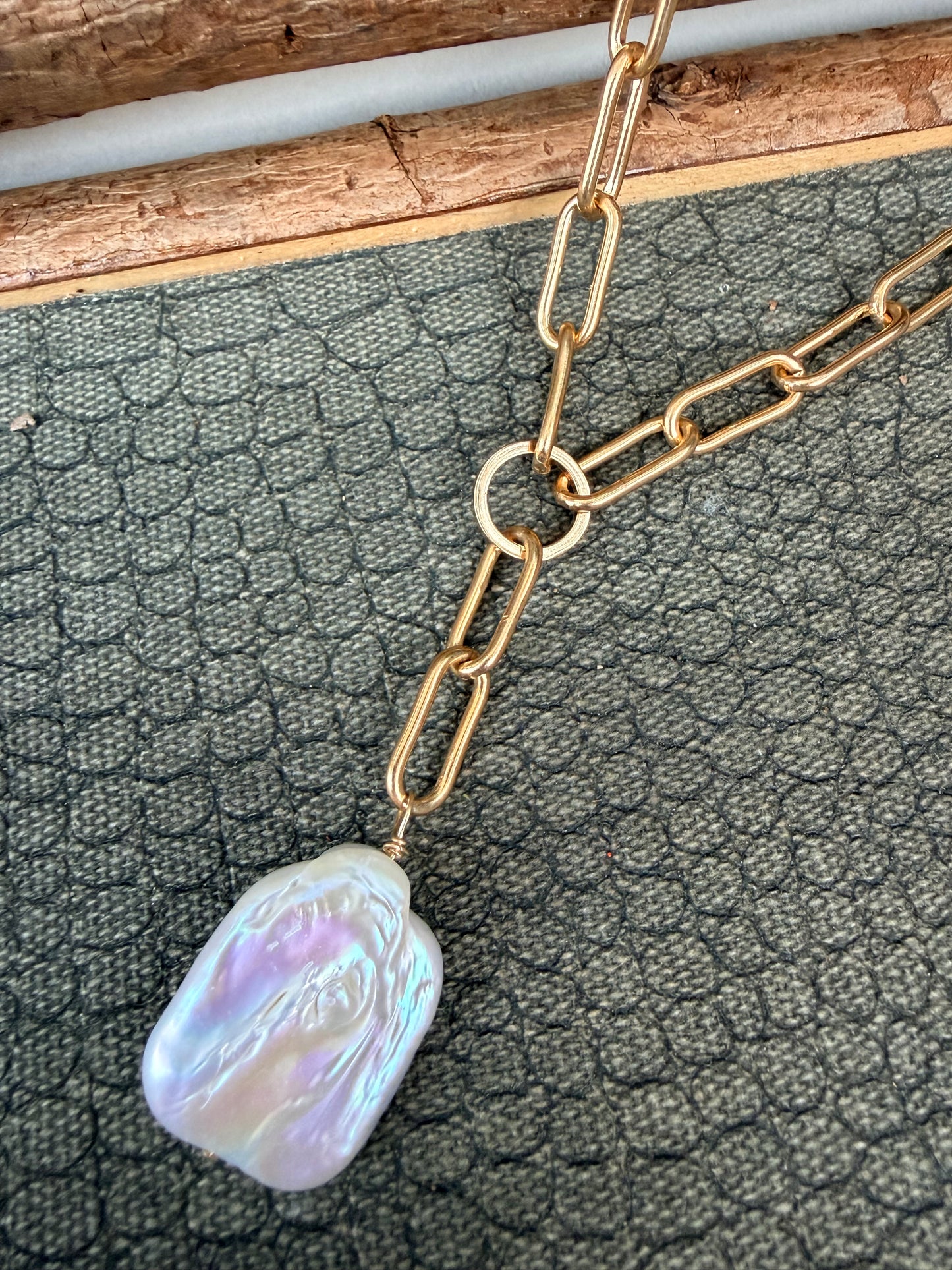 Sale - 20” + 4” drop Gold Pearl Necklace