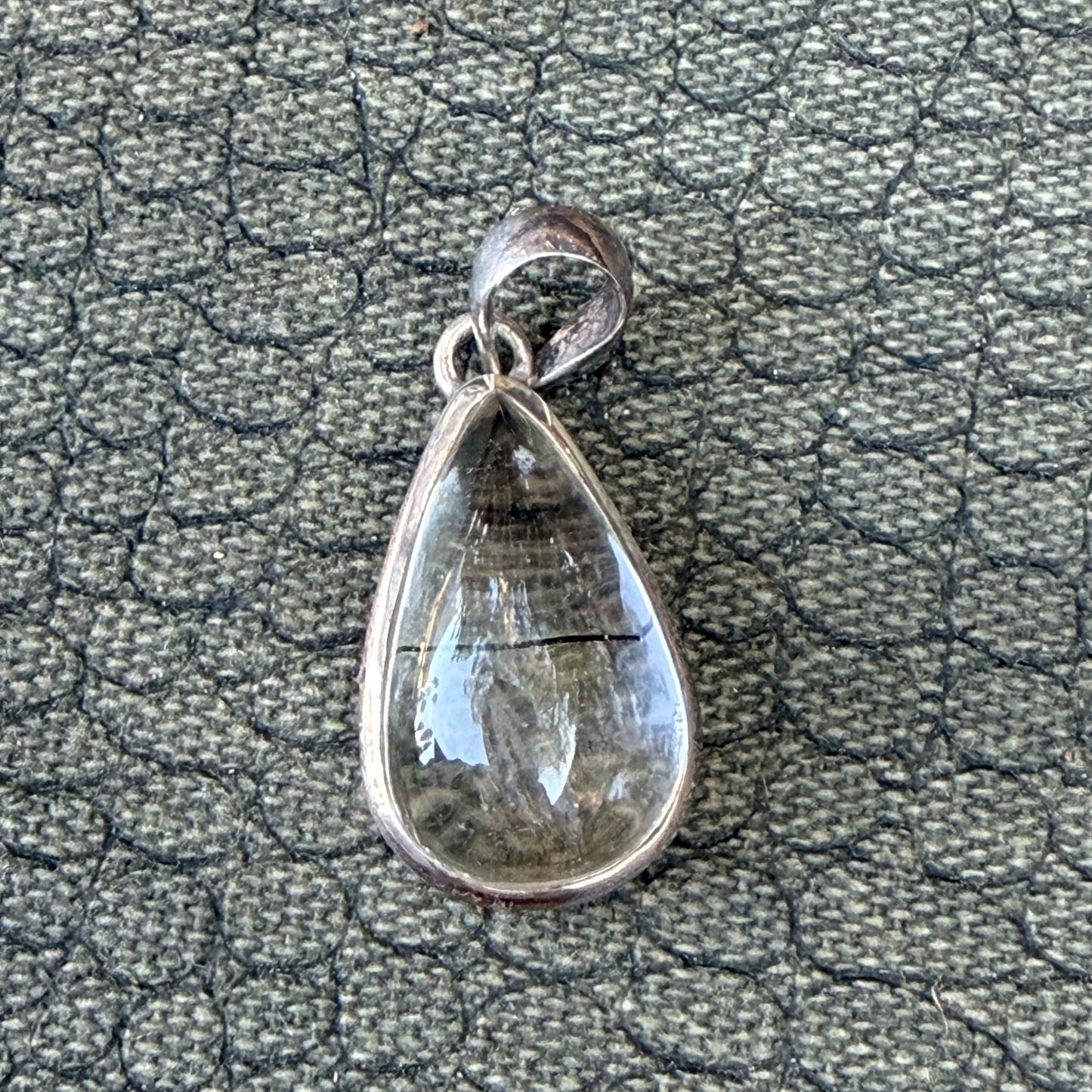 Sale -  1.2"  Rutilated Quartz Sterling Silver Pendant Necklace (18")