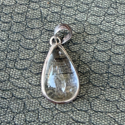 Sale -  1.2"  Rutilated Quartz Sterling Silver Pendant Necklace (18")