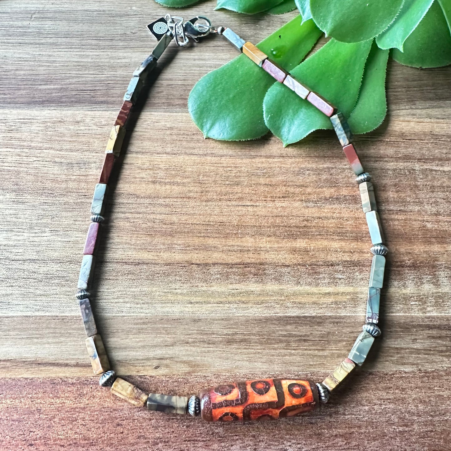 Jasper Agate Navajo Pearl Necklace (18”-20”)