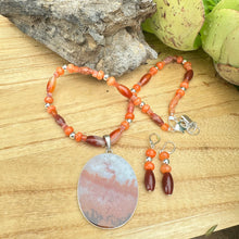 Load image into Gallery viewer, Carnelian Dendritic Agate Pendant Necklace
