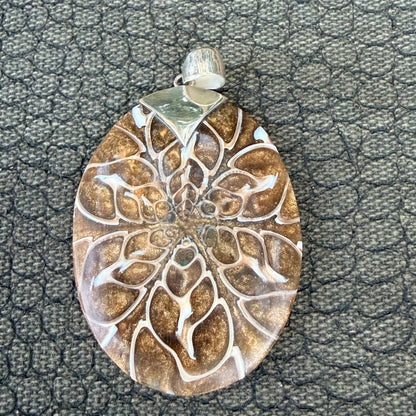 Sale - 2.2" Nautilus Shell Resin Sterling Silver on 18" Sterling Silver Chain