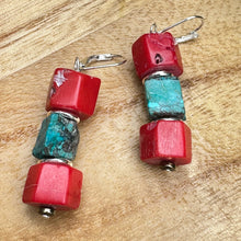 Load image into Gallery viewer, Coral Turquoise Statement Necklace (18”-20”)

