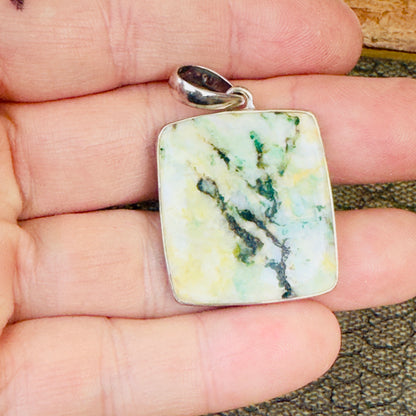 Sale -  1.5"  Muscovite Sterling Silver Pendant Necklace (18")