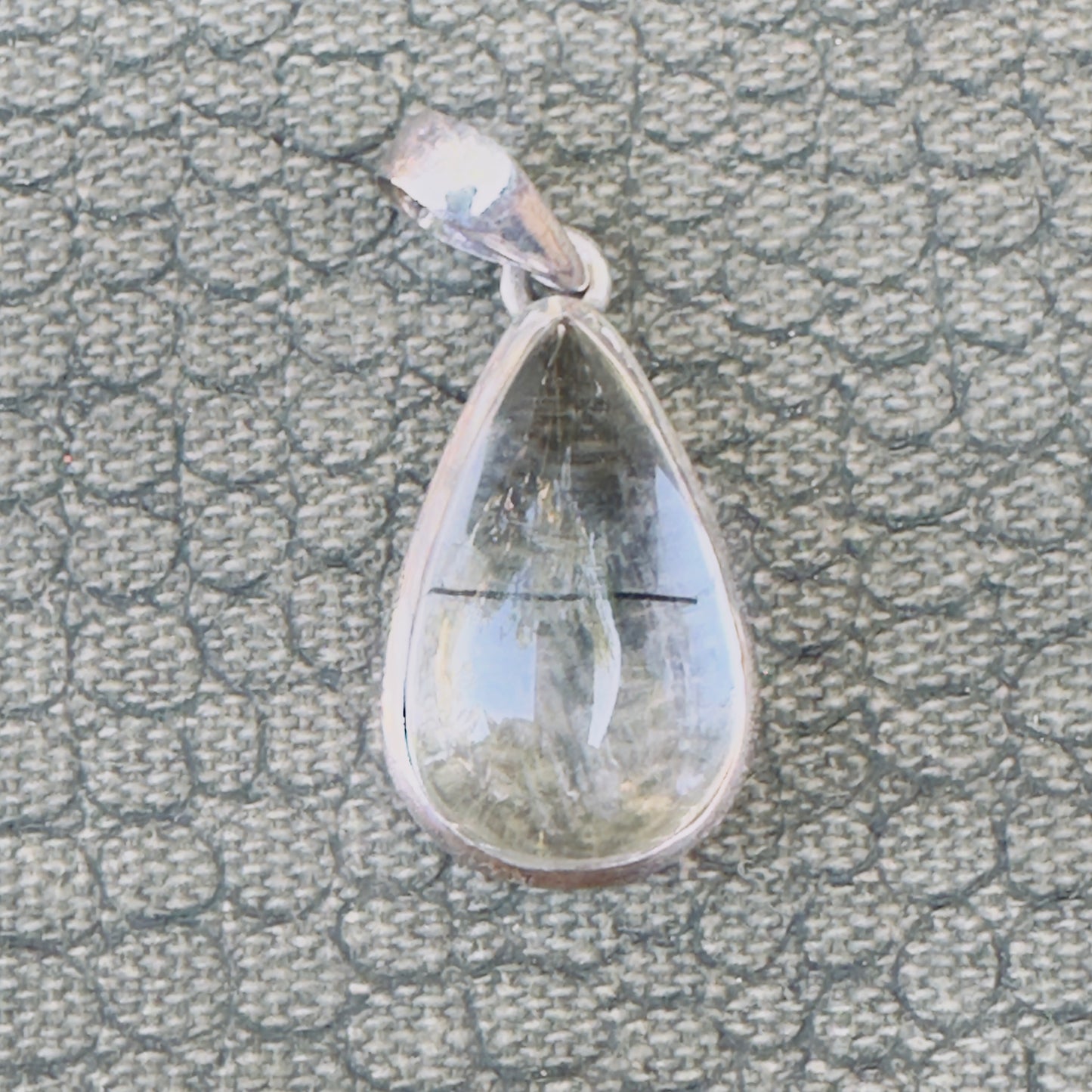 Sale -  1.2"  Rutilated Quartz Sterling Silver Pendant Necklace (18")