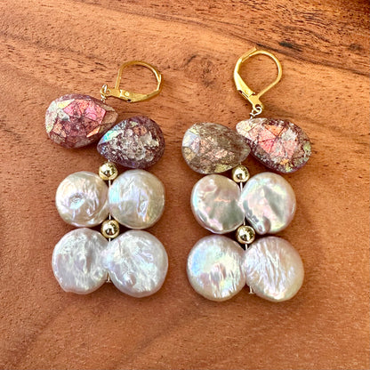 Statement Pearl Quartz Earrings 2"