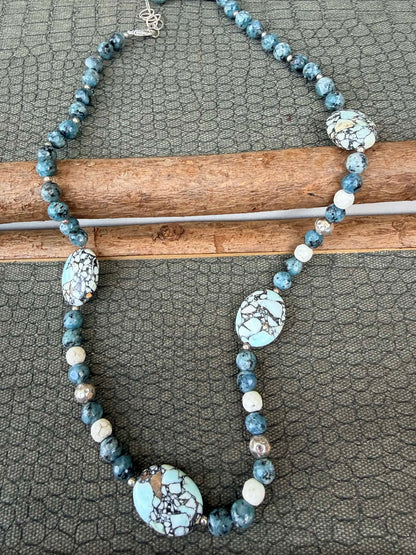 Sale - 22”-24” Agate Sterling Silver Necklace