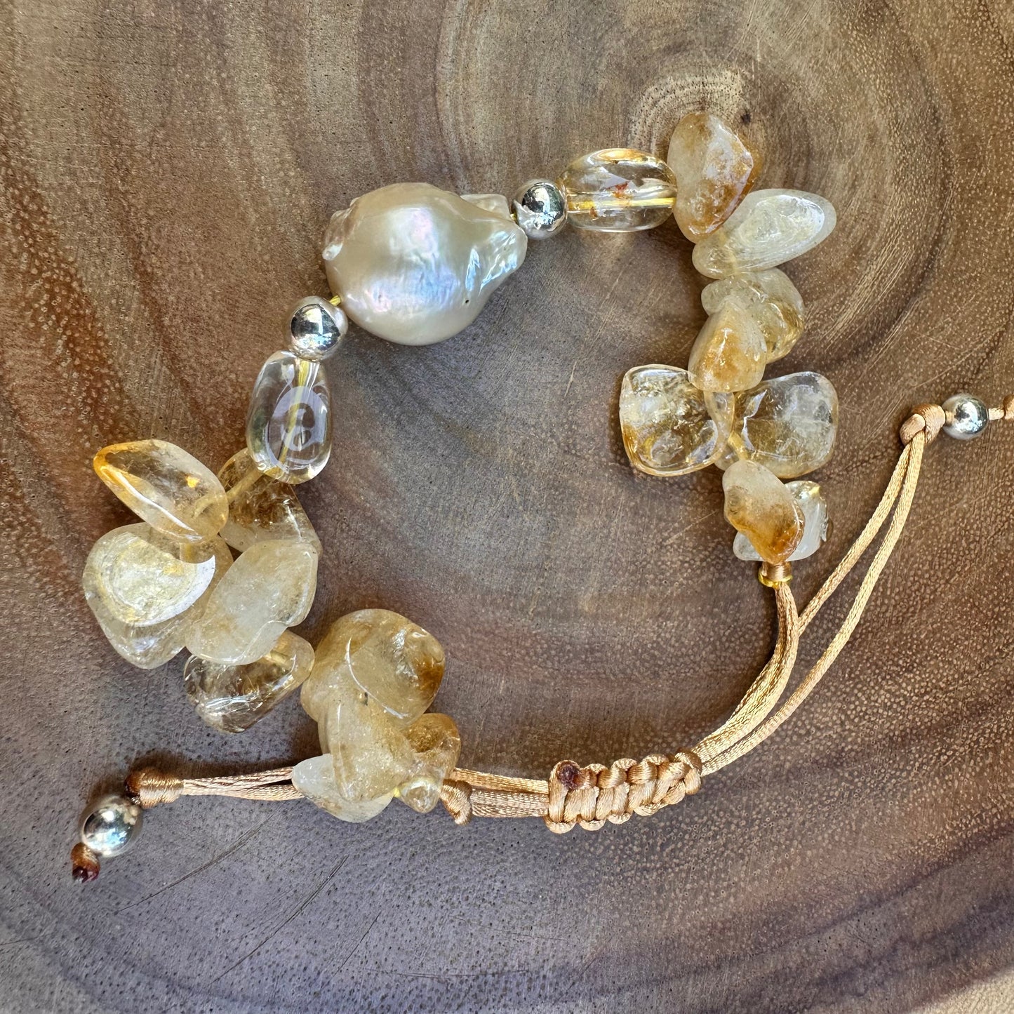 Citrine Baroque Pearl BOHO Bracelet