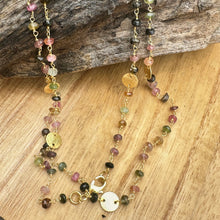 Load image into Gallery viewer, Tourmaline Handmade Gold Vermeil Necklace 36”
