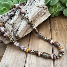 Load image into Gallery viewer, N0632  Dendrite Jasper Copper Hematite Stone Necklace (18”-20”)
