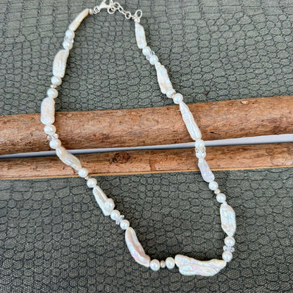 Sale - 18”-20”Pearl Sterling Silver Necklace