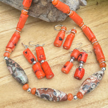 Load image into Gallery viewer, Coral Carnelian Agate Necklace (18”-20”)
