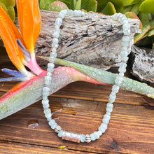 Load image into Gallery viewer, Aquamarine Sterling Barrel Necklace (18”-20”)

